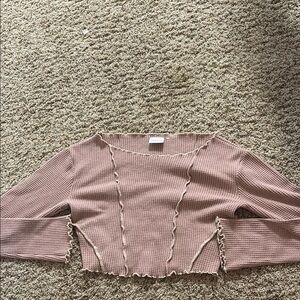 Urban Outfitters Pink Asymmetrical Off-the-Shoulder Sweater